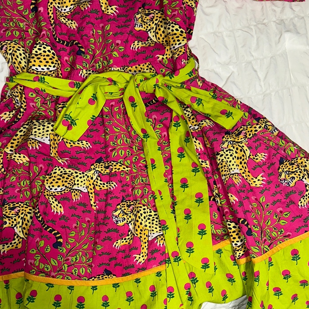 Printfresh Pink and Green Leopard Print Dress - Picture 4 of 5